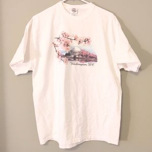 Washington DC White Pink Sparkly Floral Capitol Graphic Tee Size XLarge
